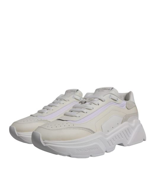 Dolce & Gabbana Gray White Daymaster Low Top Sneakers Shoes for men