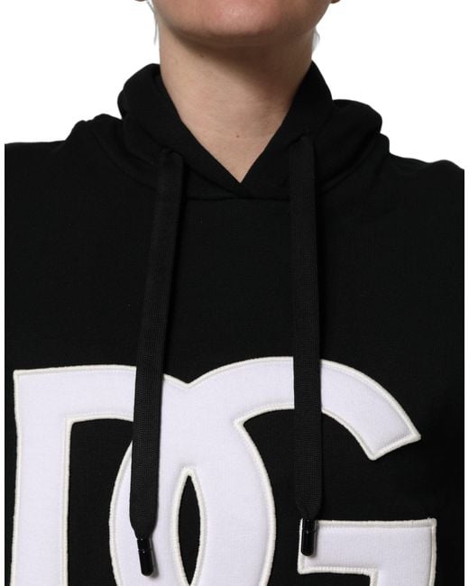 Dolce & Gabbana Blackwhite Appliqué Hooded Sweatshirt Sweater