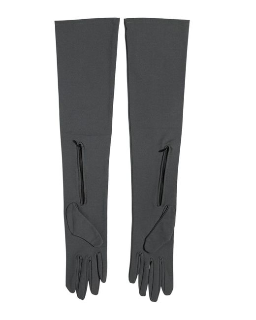 Dolce & Gabbana Dark Gray Viscose Elbow Length Mitten Men Gloves for men
