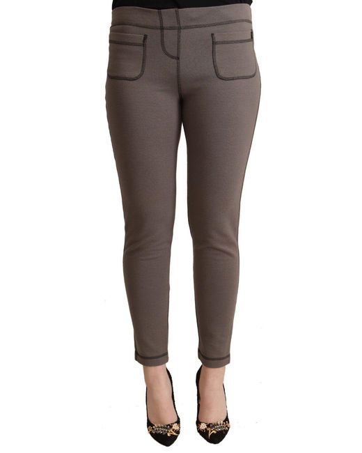 John Galliano Black Cotton Mid Waist Stretch Leggings Cropped Pants