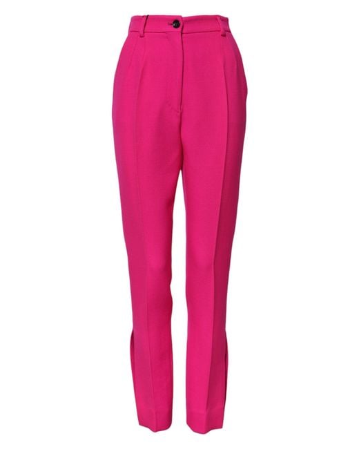 Dolce & Gabbana Fuchsia Pink Highwaist Tapered Trouser Pants