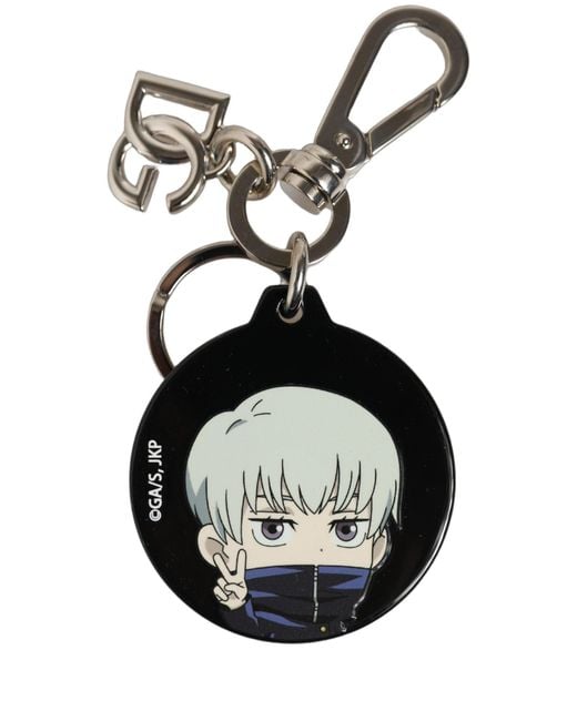 Dolce & Gabbana Metallic Black Kaisen Toge Inumaki Charm Metal Keychain Keyring