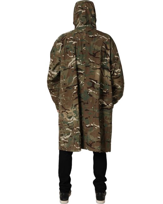 Dolce & Gabbana Green Multicolor Camouflage Hooded Coat Jacket for men