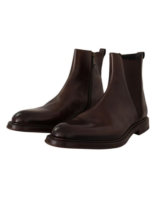 Dolce & Gabbana Black Brown Leather Chelsea Boots for men