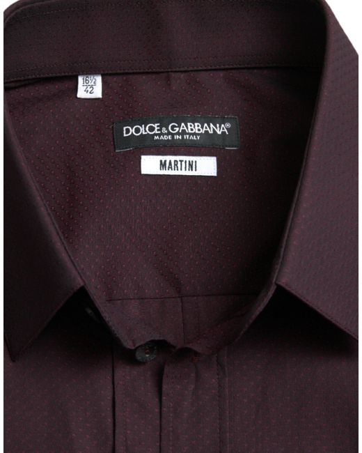 Dolce & Gabbana Black Maroon Jacquard Formal Dress Martini Shirt for men