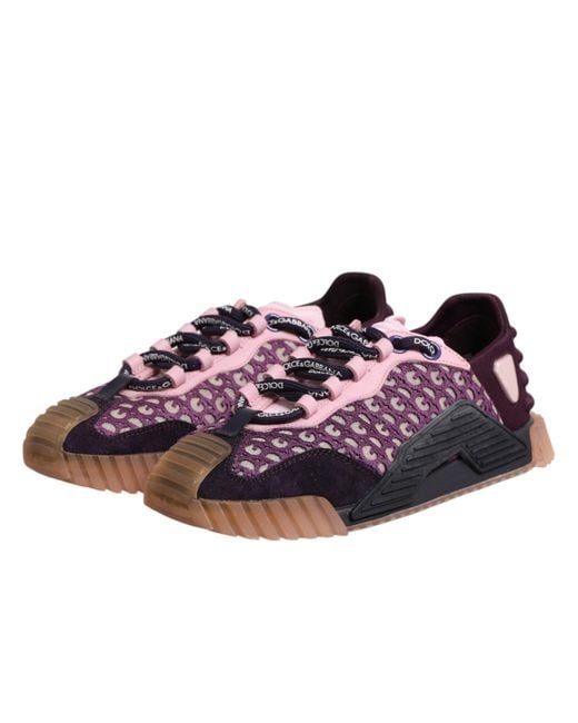 Dolce & Gabbana Purple Multicolor Logo Low Top Ns1 Sneakers Shoes