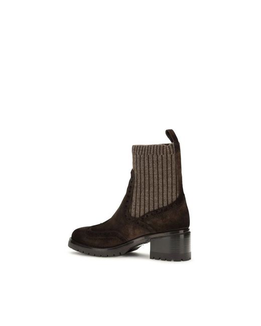 Santoni Brown Calf Leather Bos Taurus Ankle Boots