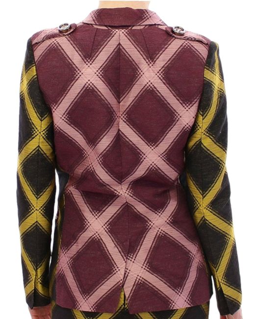 House of Holland Multicolor Purple Checkered Blazer Jacket