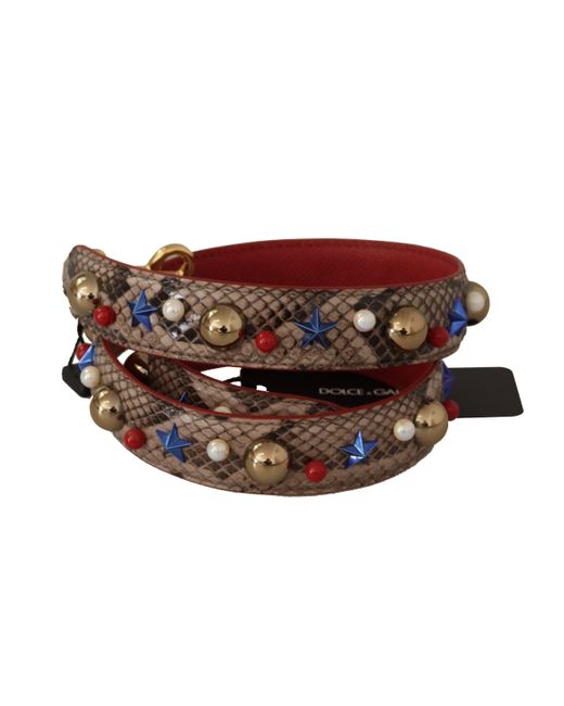 Dolce & Gabbana Red Elegant Python Leather Shoulder Strap