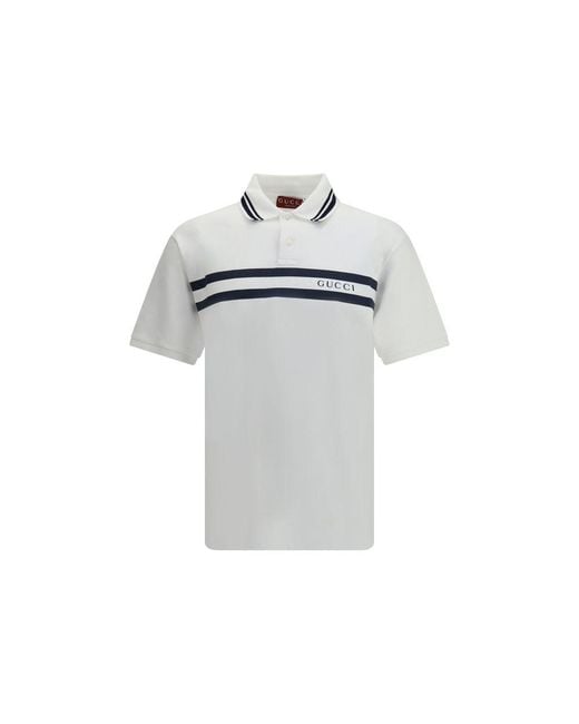 Gucci White Cotton Polo Shirt for men