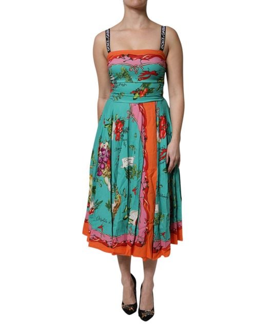 Dolce & Gabbana Blue Multicolor Printed Silk Sleeveless Midi Dress for men