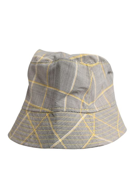 Dolce & Gabbana Men Gray Checkered Bucket Fisherman Capello Hat for men