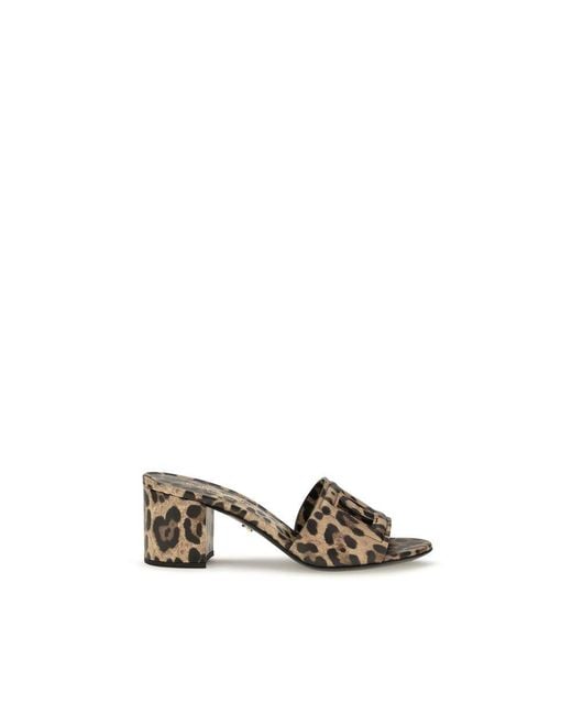 Dolce & Gabbana Metallic Beige Calf Leather Bos Taurus Mules