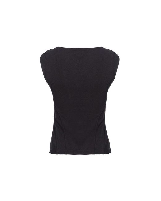 Pinko Black Square Neck Sleeveless Top