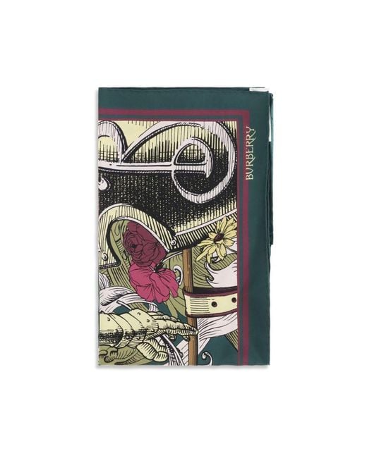 Burberry Green Bicolor Silk Scarf for men