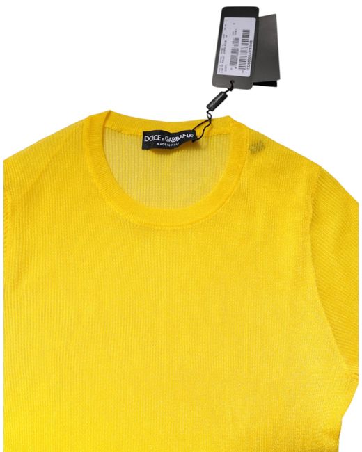 Dolce & Gabbana Yellow Ribbed Knit Longsleeve Sweater