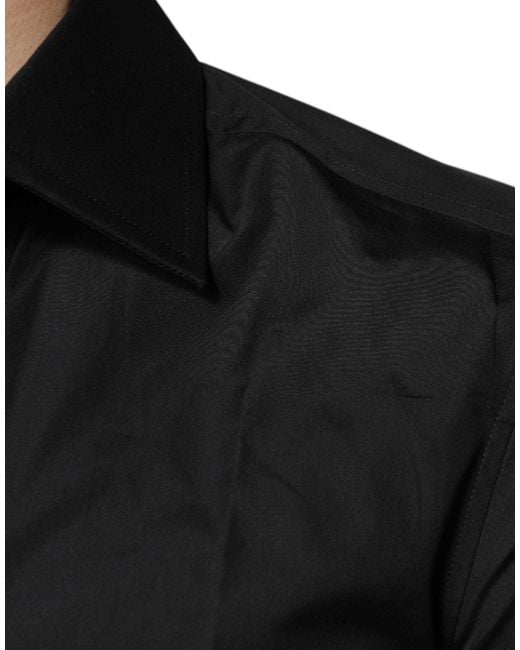 Dolce & Gabbana Black Cotton Formal Long Sleeves Dress Shirt for men