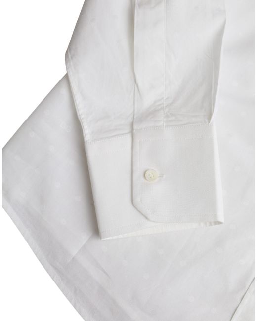 Dolce & Gabbana Gray White Logo Cotton Men Dress Gold Shirt for men