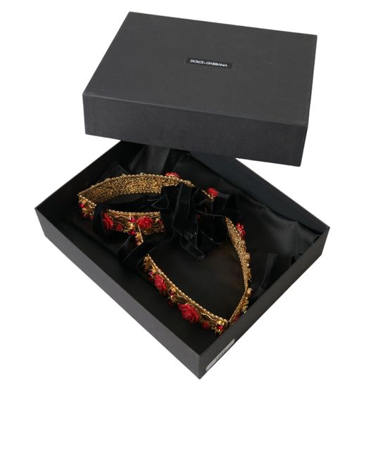 Dolce & Gabbana Brown Brass Roses Crystal Jewel Waist Belt