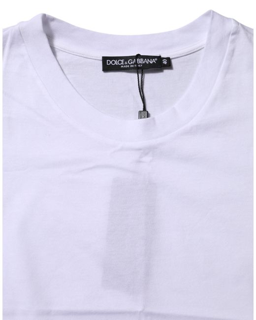 Dolce & Gabbana Purple White Cotton Round Neck Short Sleeves T for men