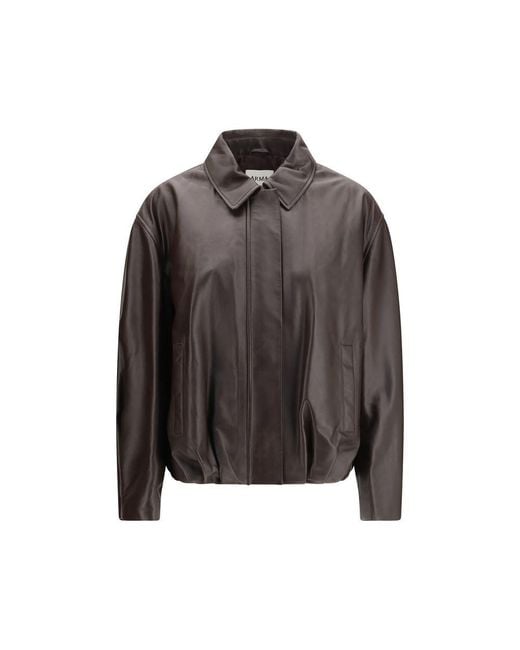 Arma Black Brown Leather Bomber