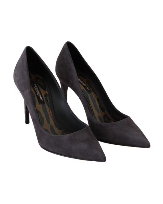 Dolce & Gabbana Black Dolce Gabbana Suede Leather Stiletto Shoes Heels
