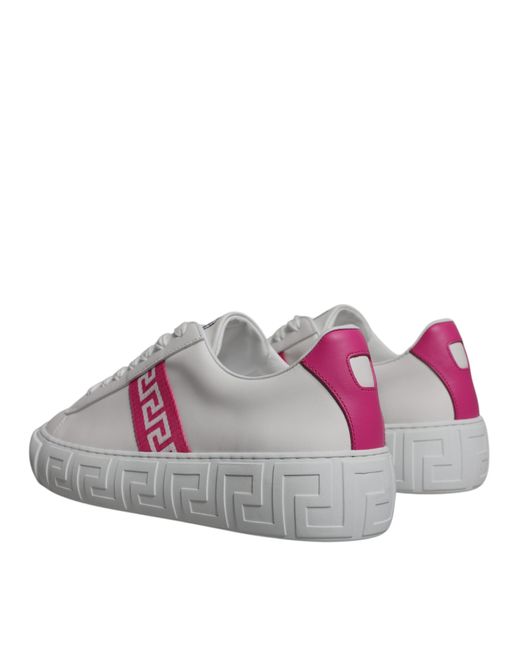 Versace Gray Greca Print Platform Low Top Sneakers Shoes for men