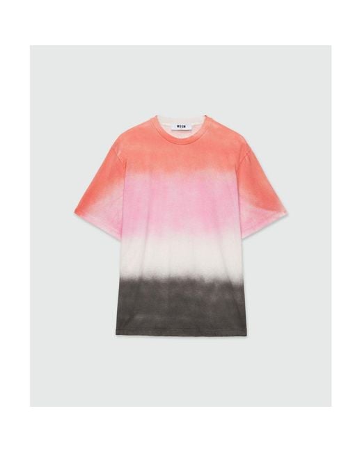 MSGM Pink Cotton T-Shirt for men