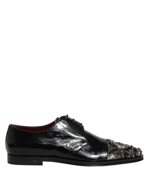 Dolce & Gabbana Black Embellished Men Derby Dress Formal Shoes for men