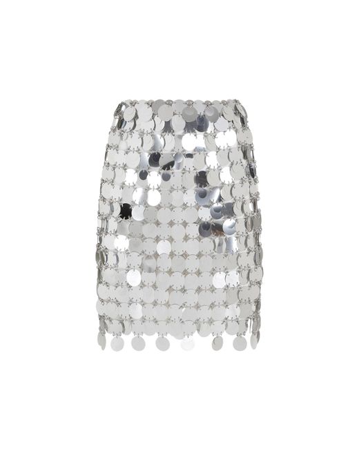 Rabanne Gray Silver Round Sequin Polyester Mini Skirt