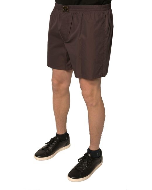 Dolce & Gabbana Black Cotton Blend Mid Waist Shorts for men