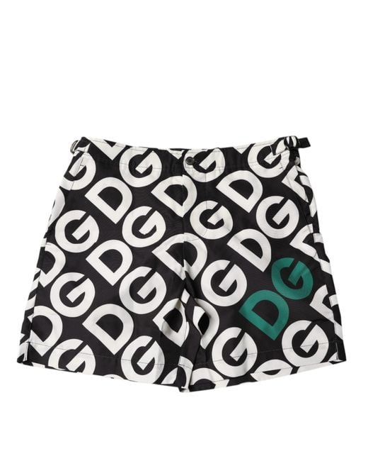 Dolce & Gabbana Black Dg Logo Swim Trunks for men