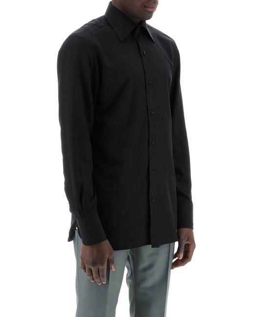 Tom Ford Black Silk Blend Poplin Shirt for men