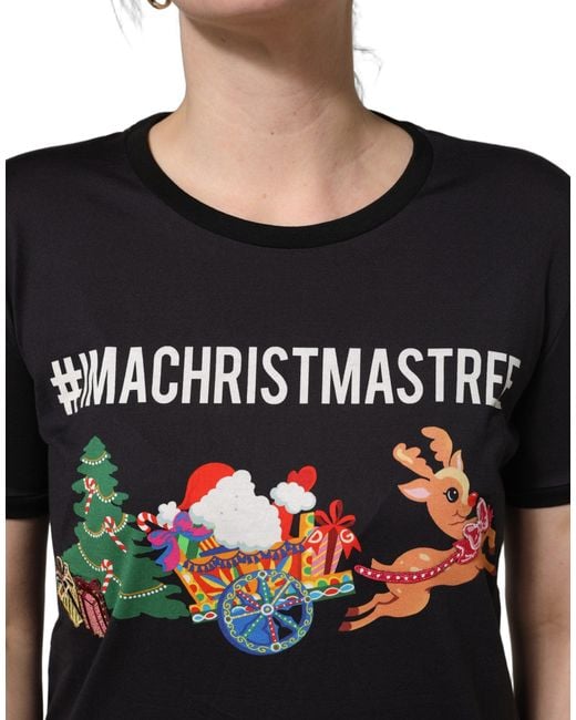 Dolce & Gabbana Black #iamachristmastree Print Cotton T