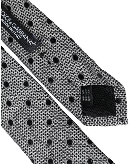 Dolce & Gabbana Gray Polka Dot Necktie for men