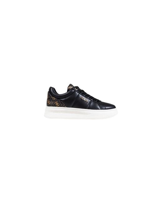 Guess Black Bicolor Polyester Low Top Sneakers
