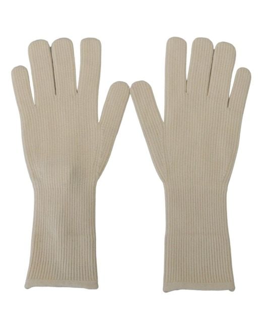 Dolce & Gabbana White Cashmere Knitted Hands Mitten Mens Gloves for men