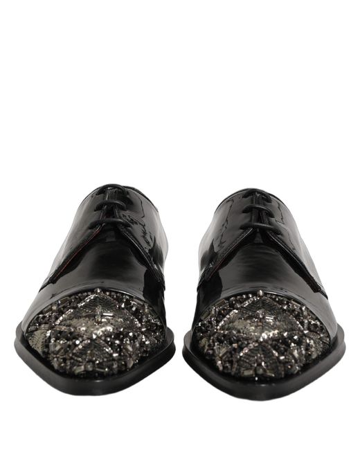 Dolce & Gabbana Black Embellished Men Derby Dress Formal Shoes for men