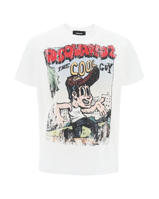 DSquared² White T-shirt With Graphic Print for men