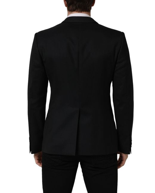Dolce & Gabbana Black Dark Blue Wool Single Breasted Blazer Jacket for men