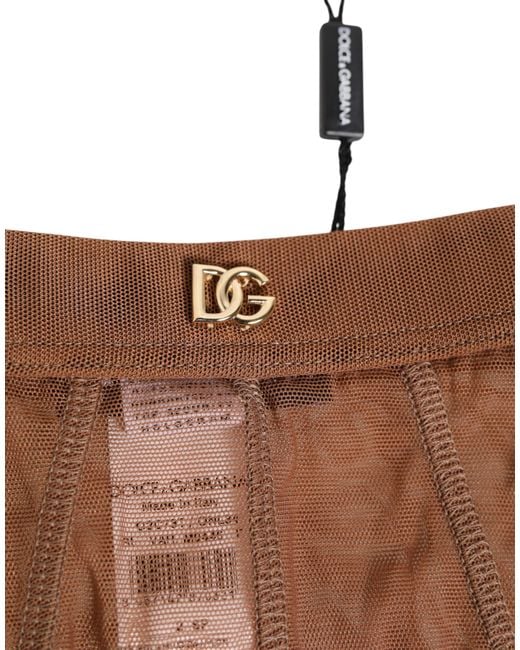 Dolce & Gabbana Brown Sheer Mesh High Waist Briefs Underwear