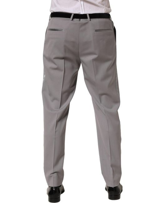 Dolce & Gabbana Gray Wool Tapered Men Dress Trouser Pants for men