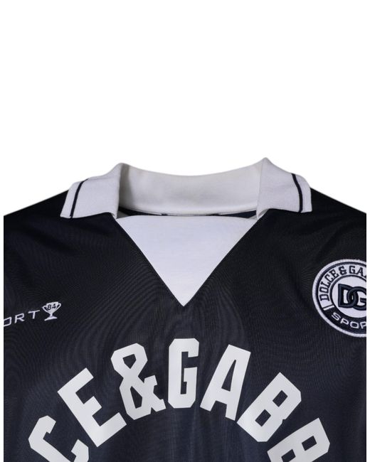 Dolce & Gabbana Blue Logo Jersey Collared Pullover Sweater for men