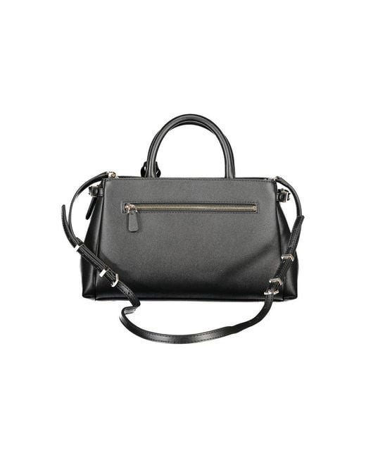 Guess Black Polyethylene Structured Handbag With Top Handle
