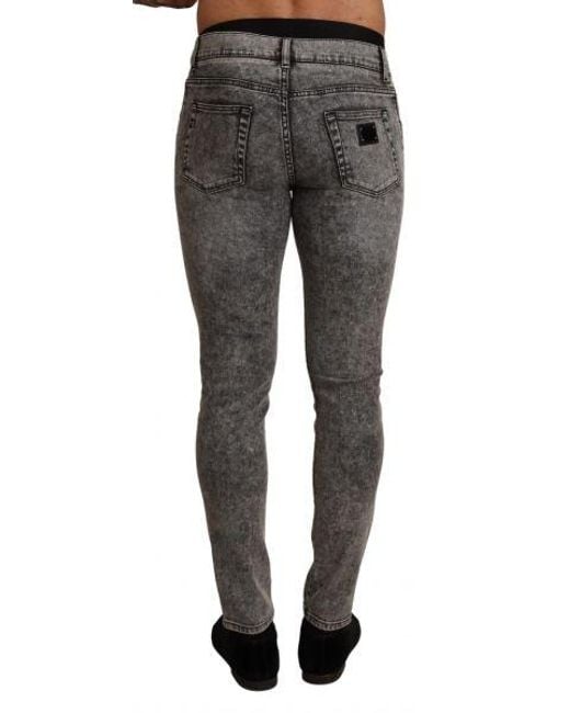 Dolce & Gabbana Black Gray Cotton Stretch Slim Fit Denim Jeans for men