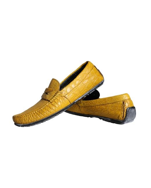 Dolce & Gabbana Yellow Leather Slip Mocassin Loafers Shoes for men