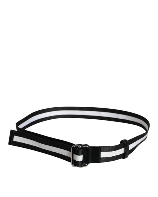 Dolce & Gabbana Black Logo Print Buckle Belt for men