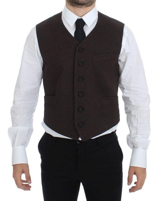 Dolce & Gabbana Purple Cotton Blend Dress Vest Gilet for men
