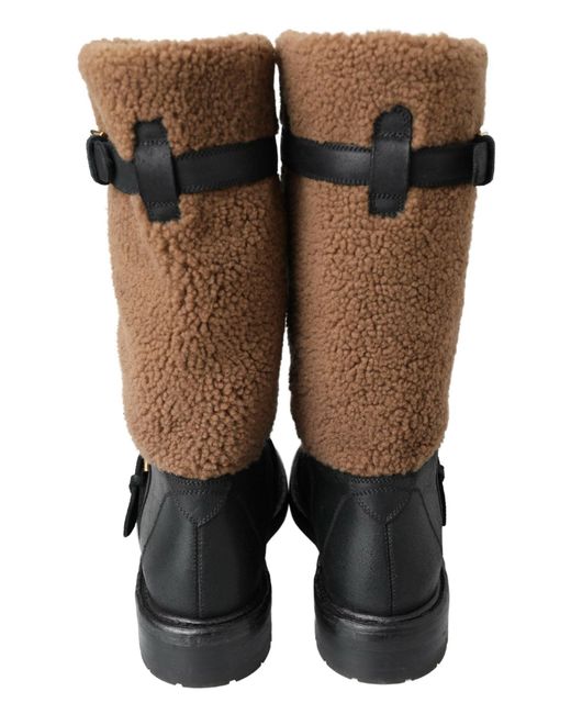 Dolce & Gabbana Green Leather Shearling Boots for men