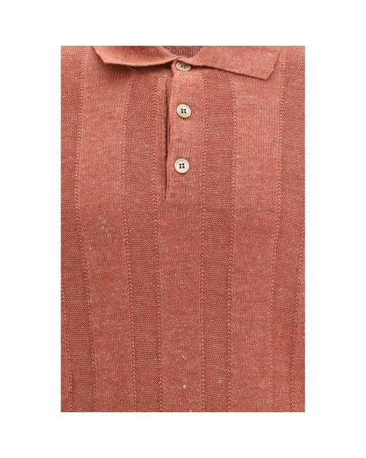 Brunello Cucinelli Orange Cotton Polo Shirt for men